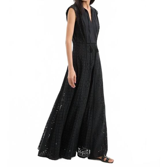 NEW VERONICA BEARD alina eyelet maxi dress in black - Picture 3 of 8